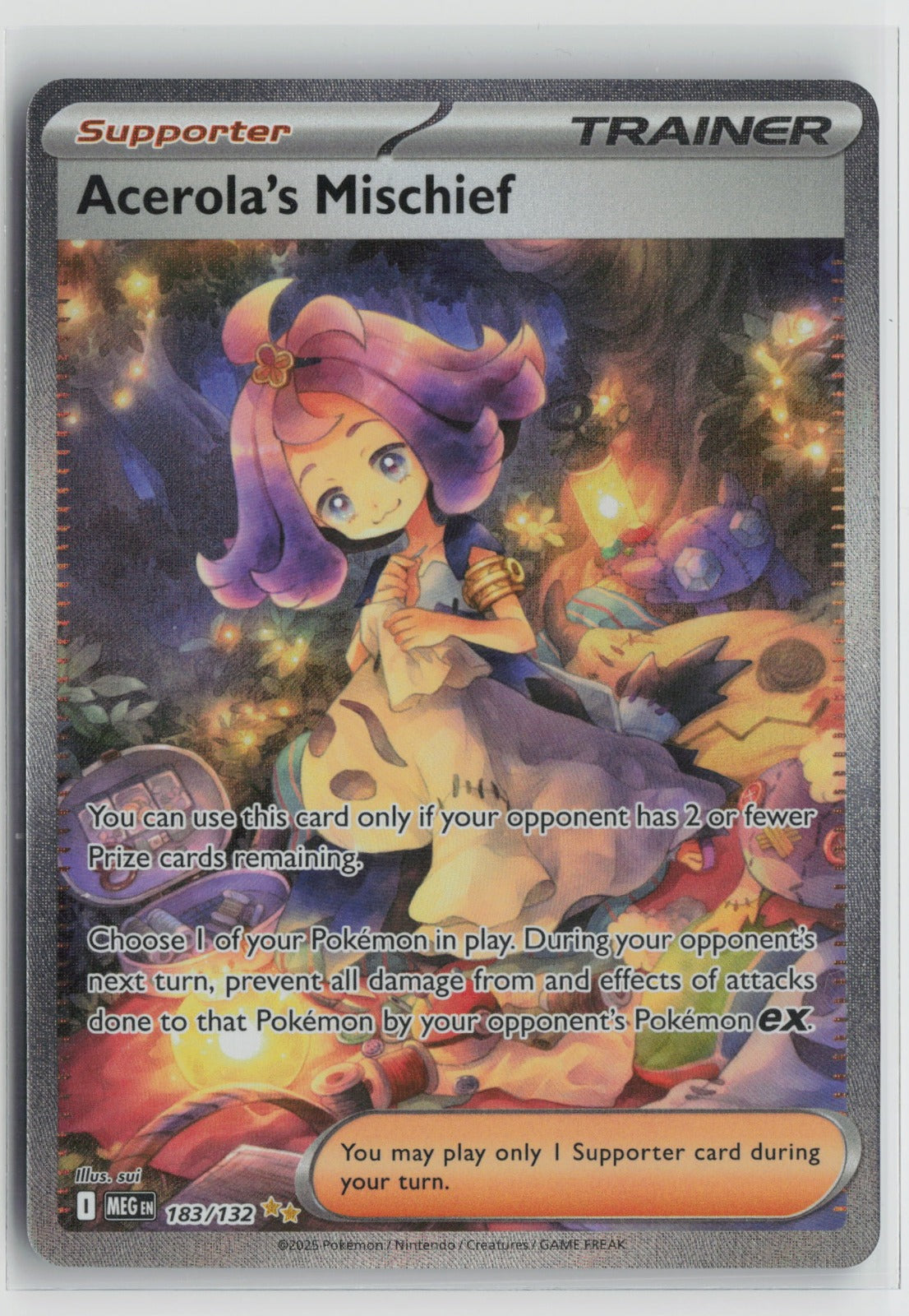 Acerola's Mischief Special Illustration Rare Holo MEG 183/132 NM