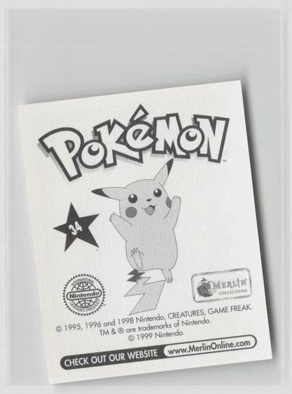 Nidoking - Merlin Topps Sticker 1999 #34 NM (Back)