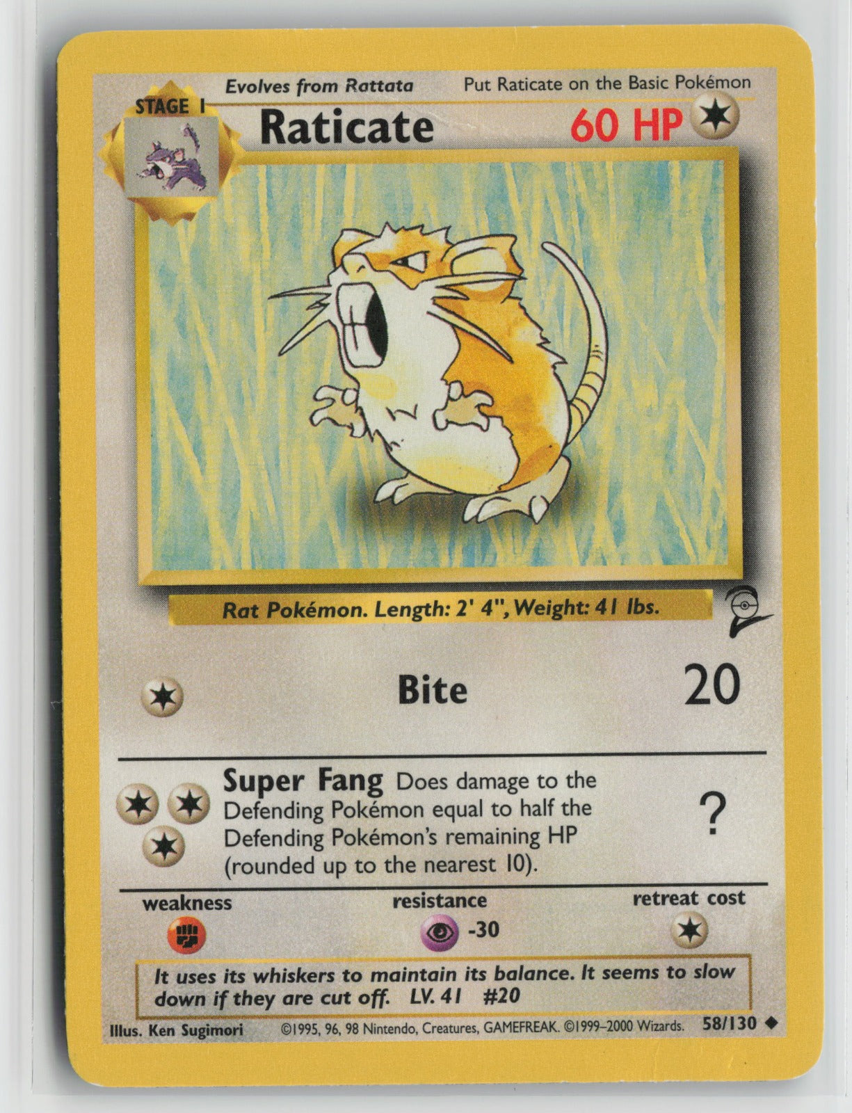 Raticate Uncommon BS2 058/130 HP