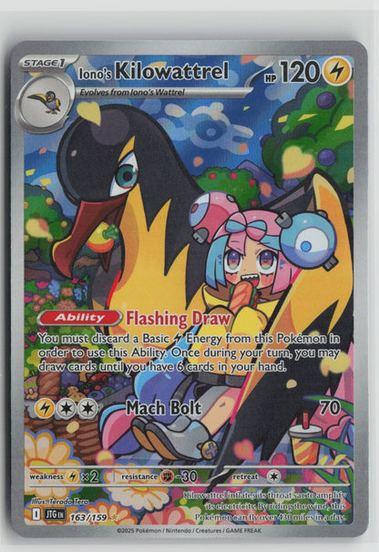 Iono's Kilowattrel - Illustration Rare Holo JTG 163/159 NM