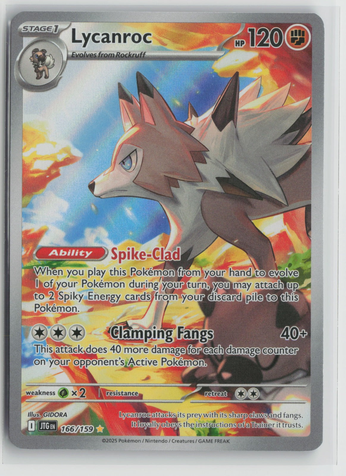 Lycanroc Illustration Rare Holo JTG 166/159 NM