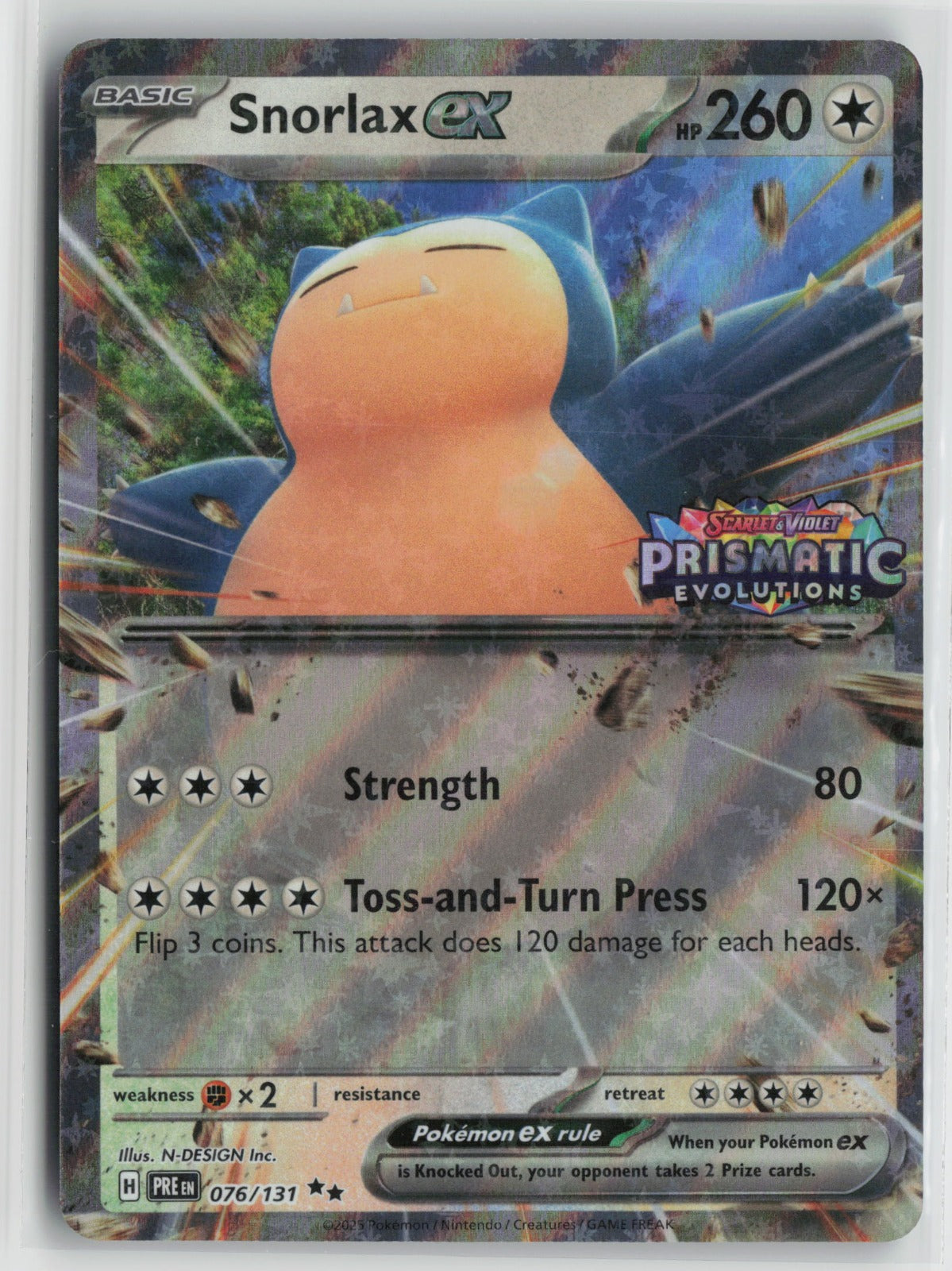 Snorlax ex (Prismatic Evolution Stamped) Double Rare Holo MCAP 076/131 NM
