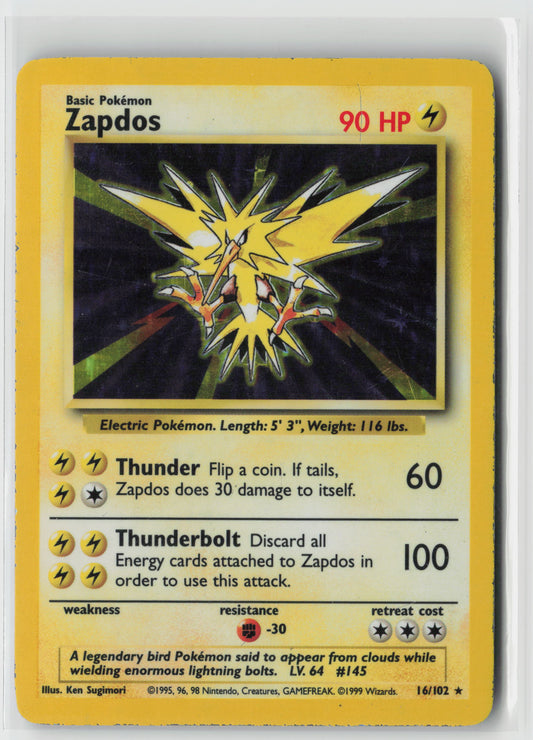 Zapdos Holo Rare Base Set 016/102 HP