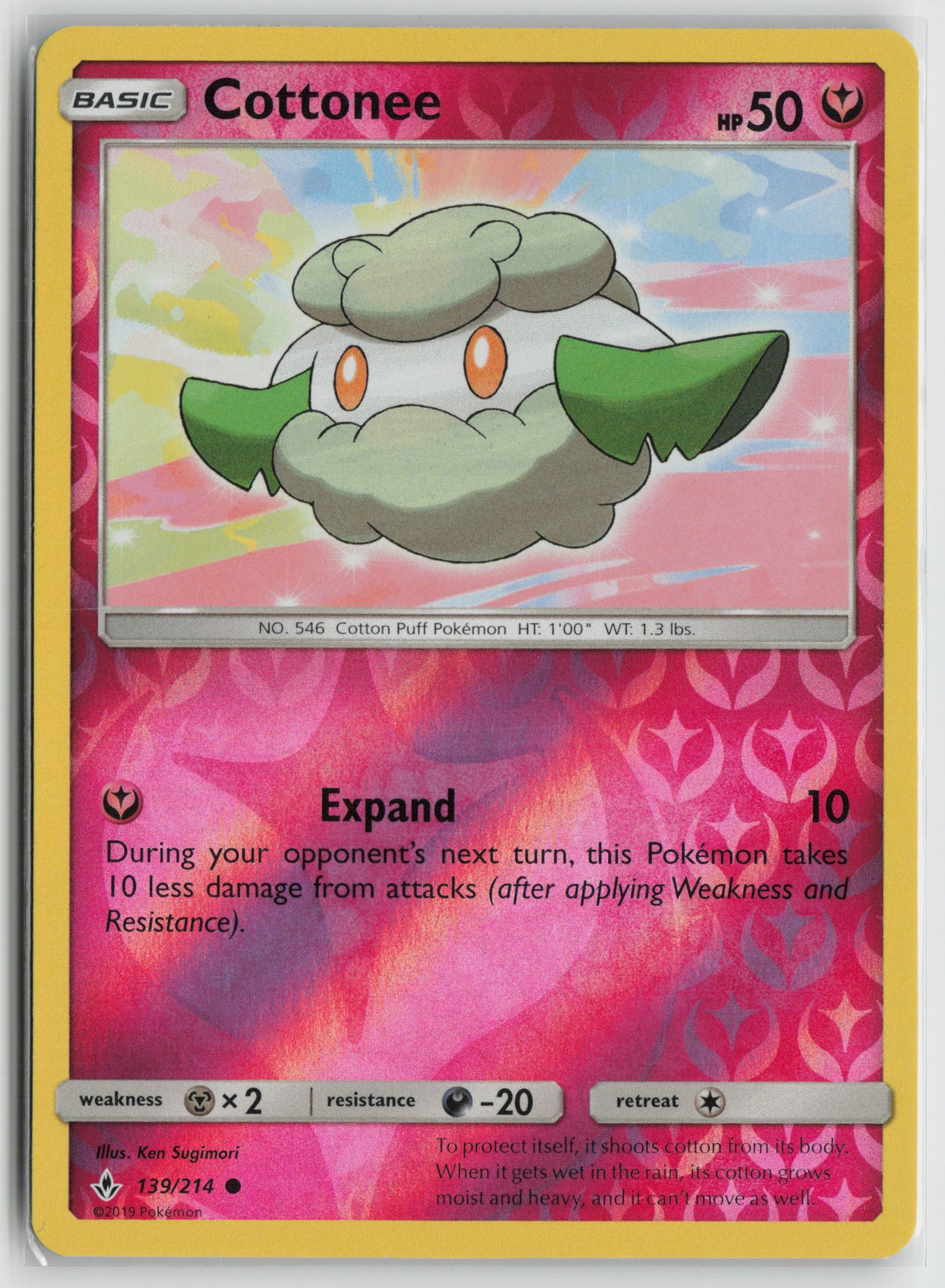 Cottonee Common Reverse Holo SM10 139/214 NM
