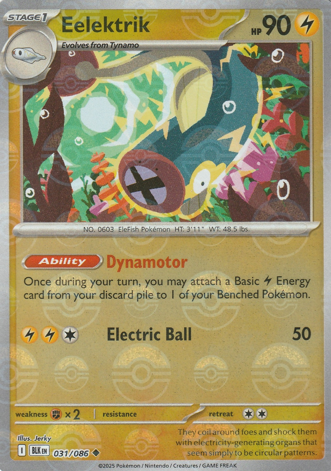 Eelektrik (Poke Ball Pattern) Uncommon Holo BLK 031/086 NM