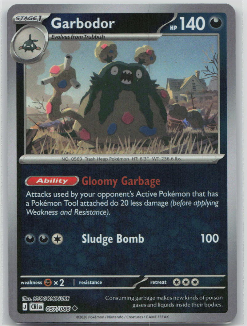 Garbodor Uncommon Reverse Holo CRI 057/086 NM