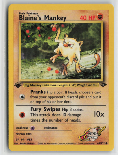 Blaine's Mankey Common 1st Edition G2 063/132 NM
