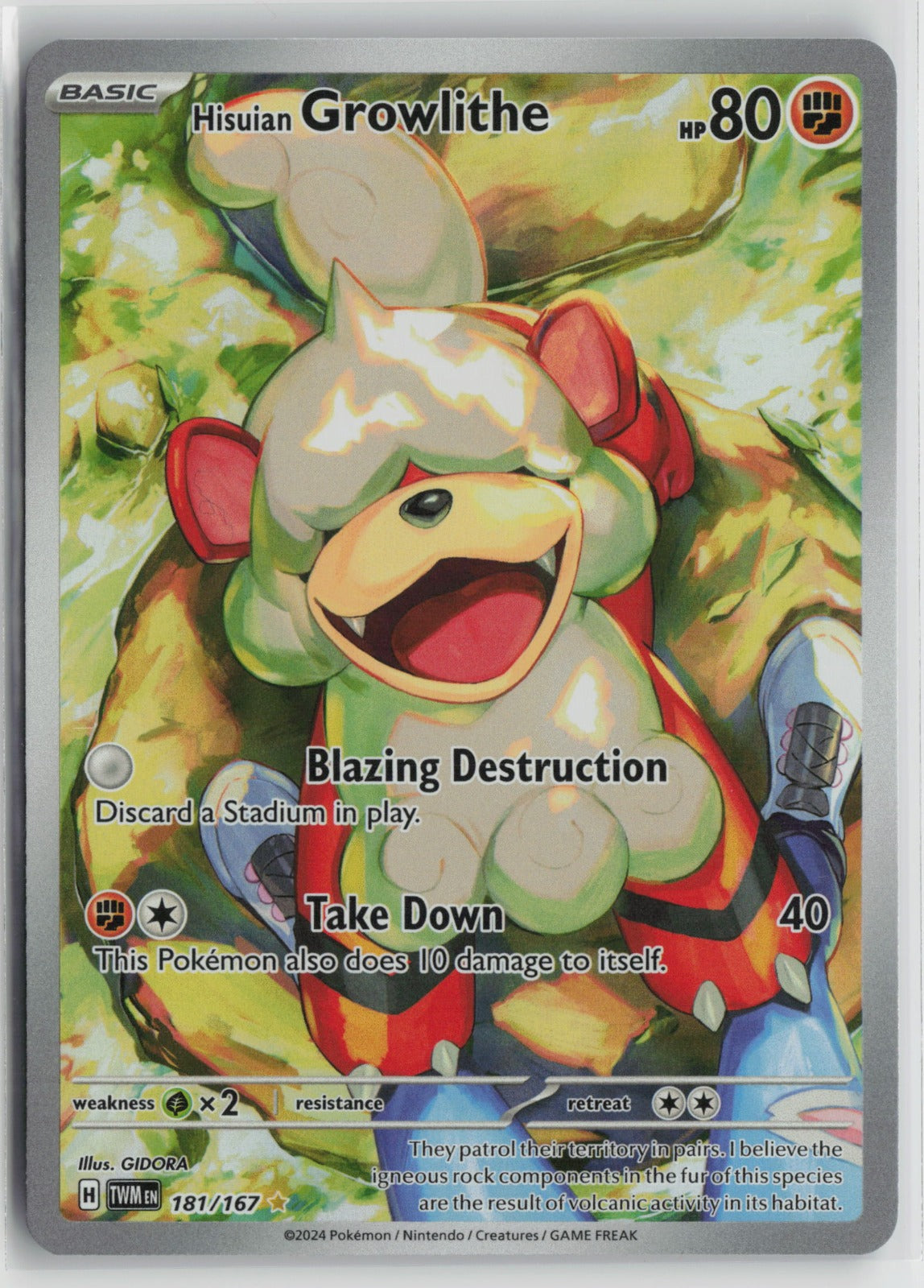Hisuian Growlithe - Illustration Rare Holo TWM 181/167 NM