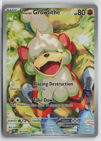 Hisuian Growlithe - Illustration Rare Holo TWM 181/167 NM