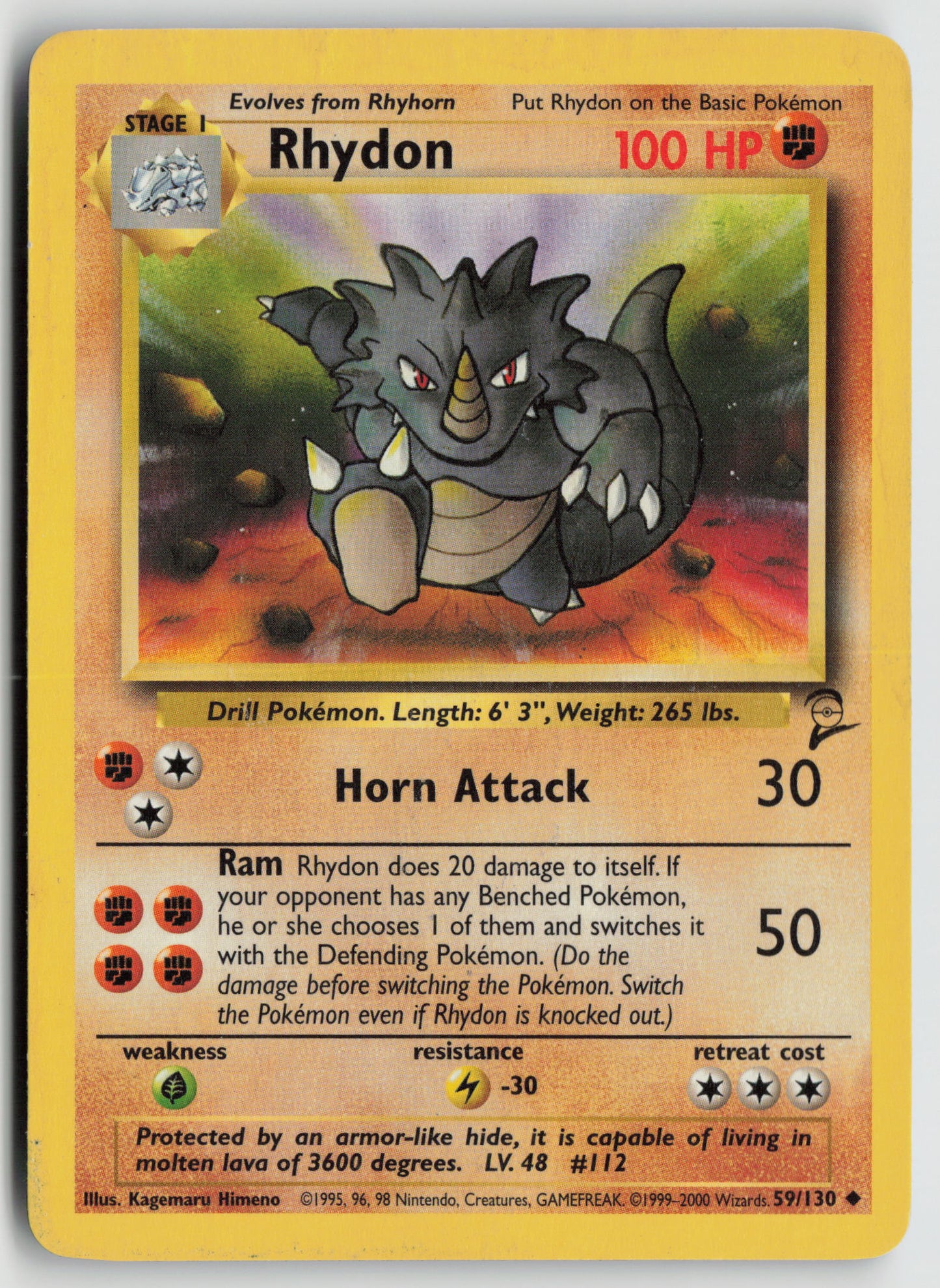 Rhydon Uncommon Base Set 2 059/130 DMG