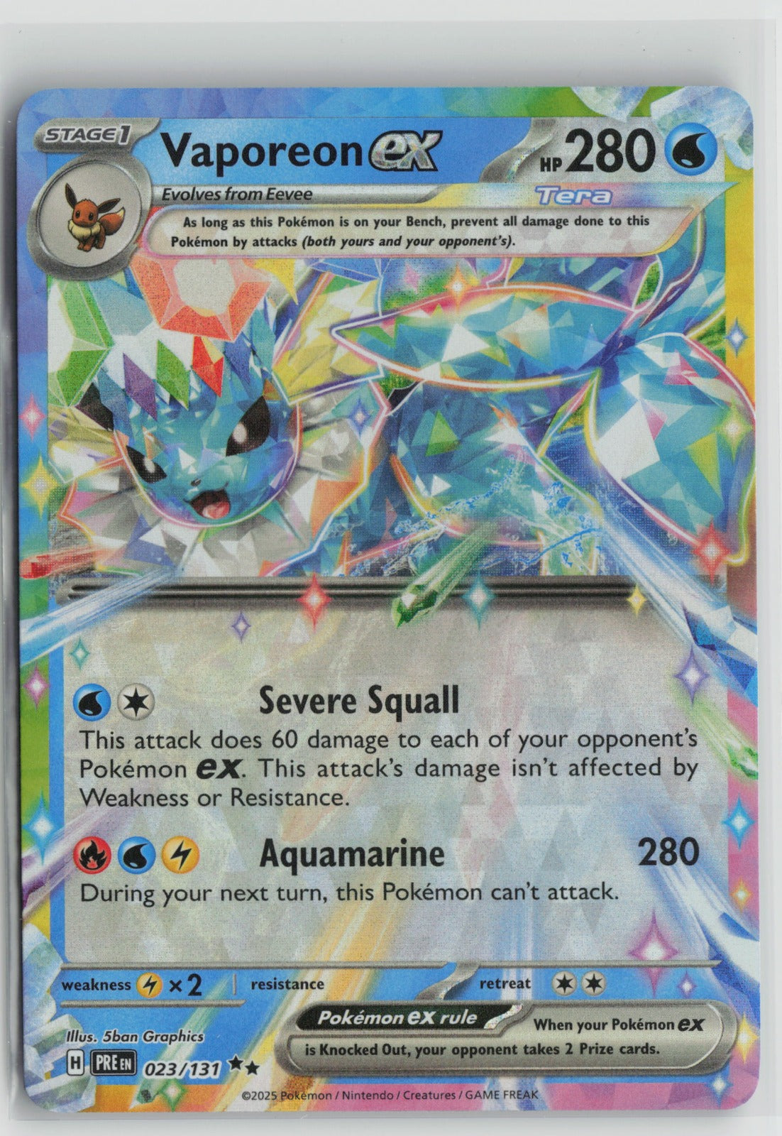 Vaporeon ex - Double Rare Holo PRE 023/131 NM