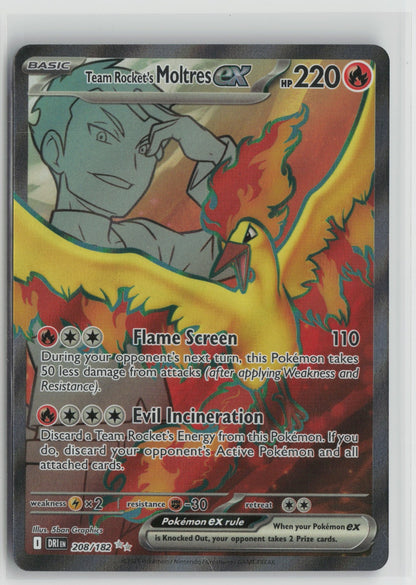 Team Rocket's Moltres ex Ultra Rare Holo DRI 208/182 NM