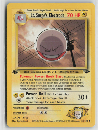 Lt. Surge's Electrode Uncommon 1st Edition G2 052/132 NM