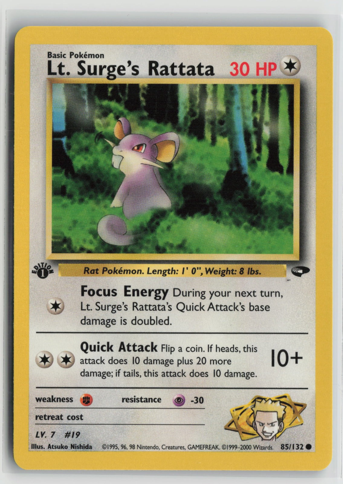 Lt. Surge's Rattata Common 1st Edition G2 085/132 NM