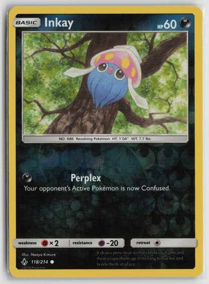 Inkay Common Reverse Holo SM10 118/214 NM