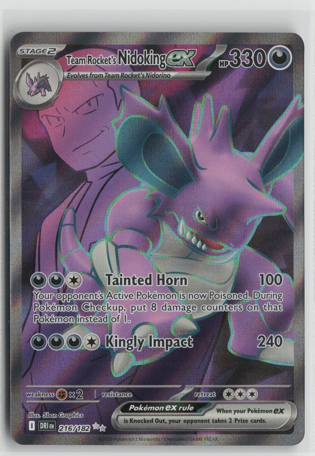 Team Rocket's Nidoking ex - Ultra Rare Holo DRI 216/182 NM