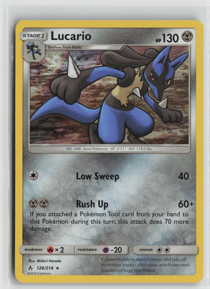 Lucario - (SM Unbroken Bonds) Rare Normal PR 126/214 NM