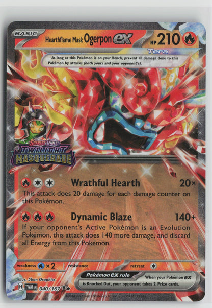 Hearthflame Mask Ogerpon ex (Twilight Masquerade Stamp) Double Rare Holo MCAP 040/167 NM