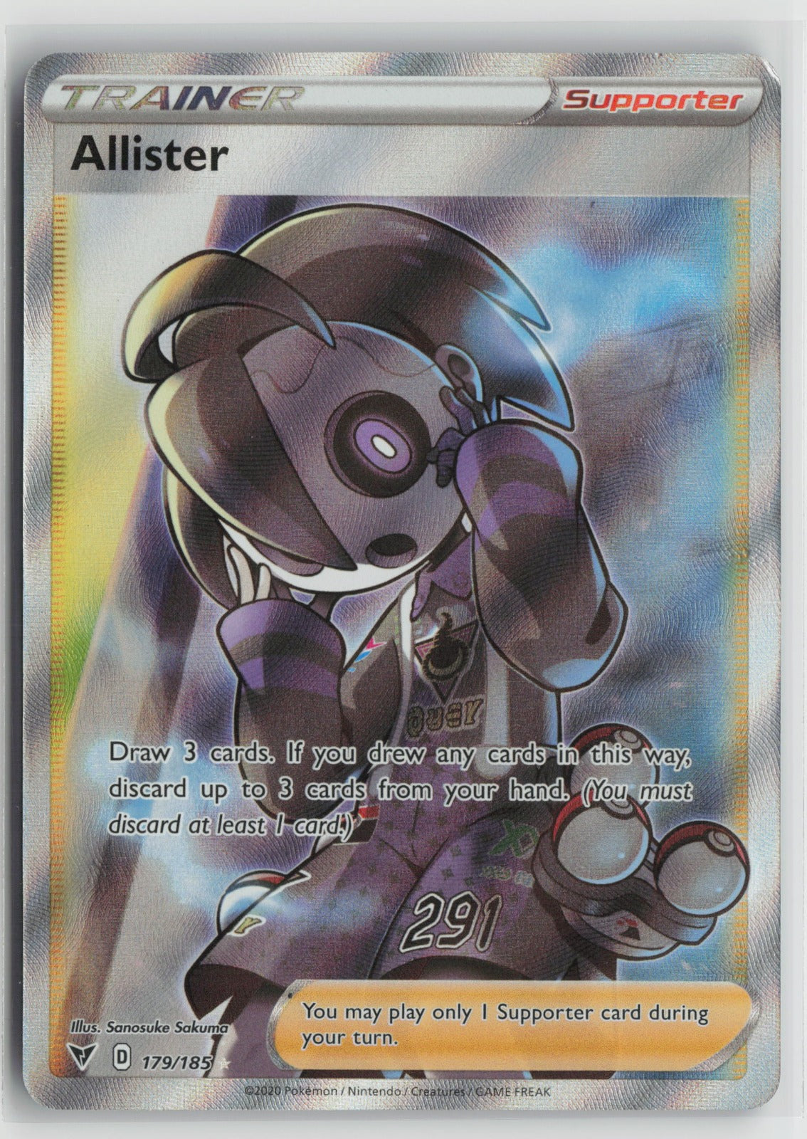 Allister (Full Art) Ultra Rare Holo SWSH04 179/185 NM