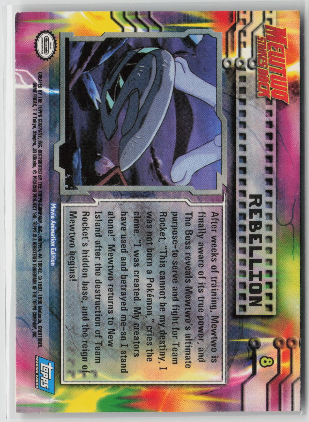 Topps Rebellion Mewtwo Strikes Back #8 NM (Back)