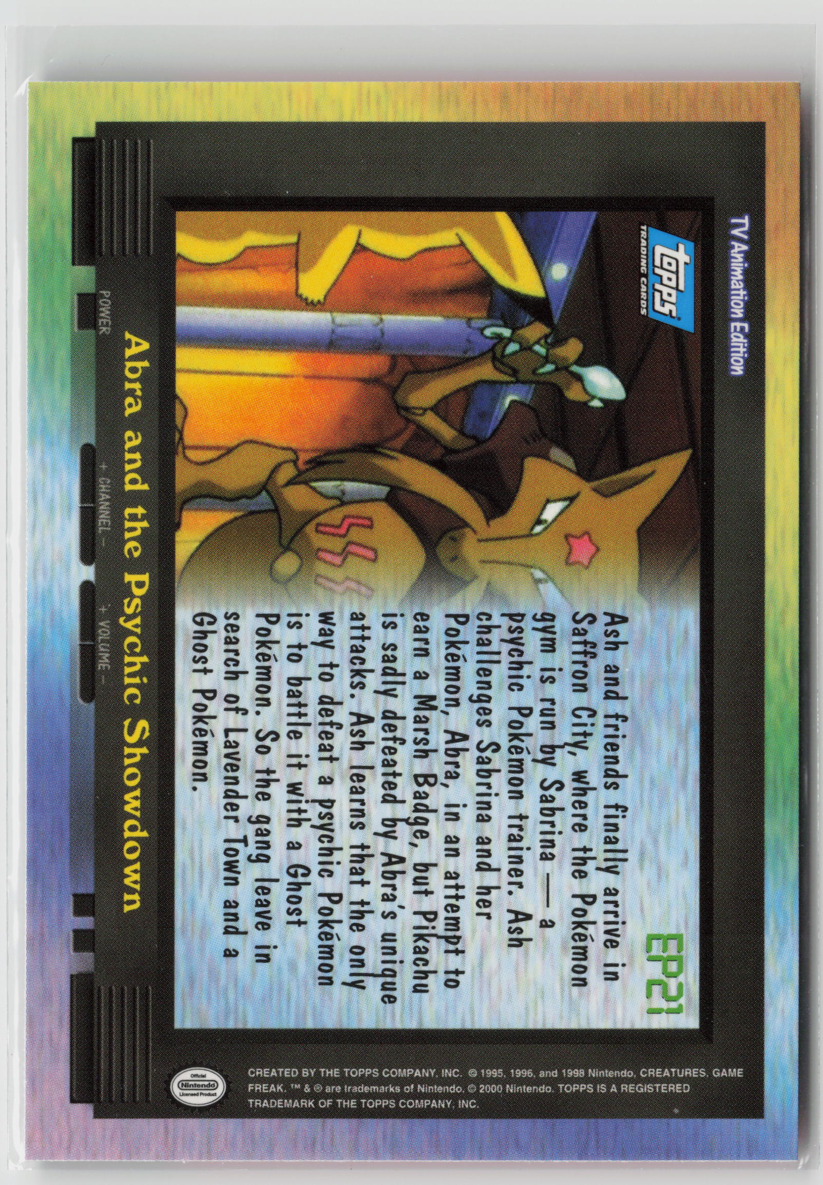 EP21 Abra and the Psychic Showdown Topps TV Animation Series 1999 Non-Holo NM (Back)