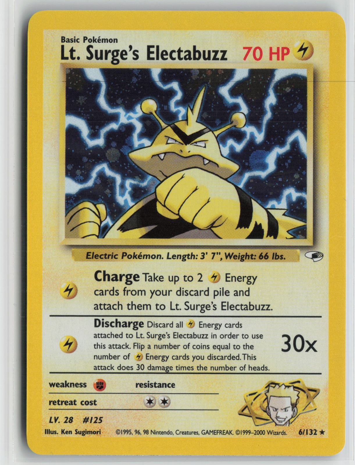 Lt. Surge's Electabuzz (6) Holo Rare Unlimited G1 006/132 NM