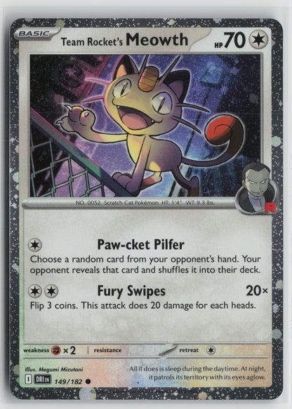 Team Rocket's Meowth (Cosmos Holo) Common Holo MCAP 149/182 NM