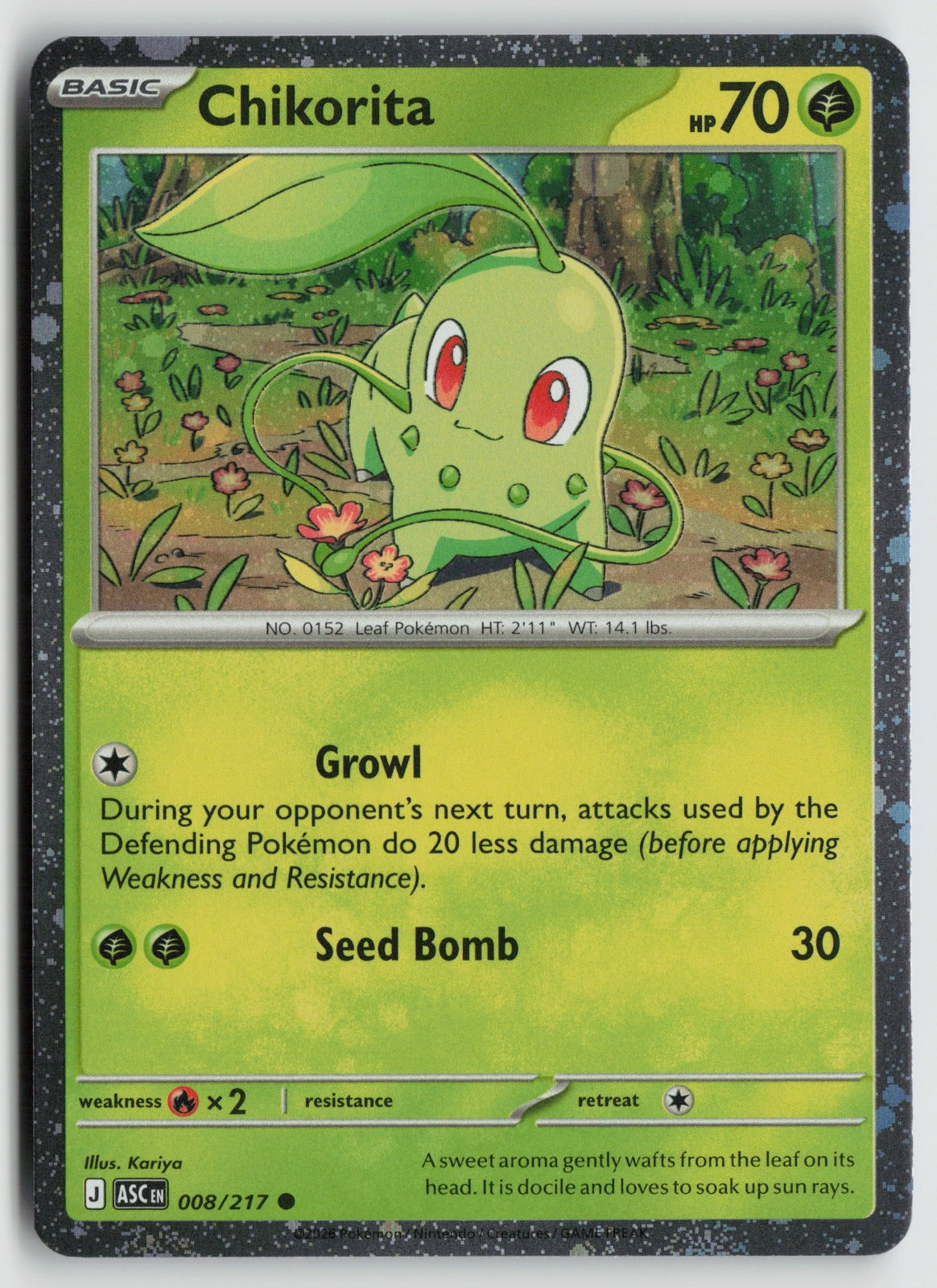 Chikorita (Cosmos Holo) Common Holo MCAP 008/217 NM