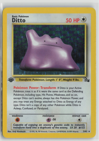 Ditto (3) Holo Rare 1st Edition Holo FO 03/62 MP