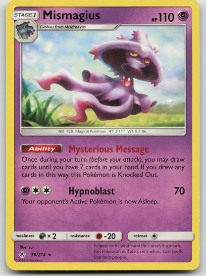 Mismagius Rare Normal SM10 78/214 NM
