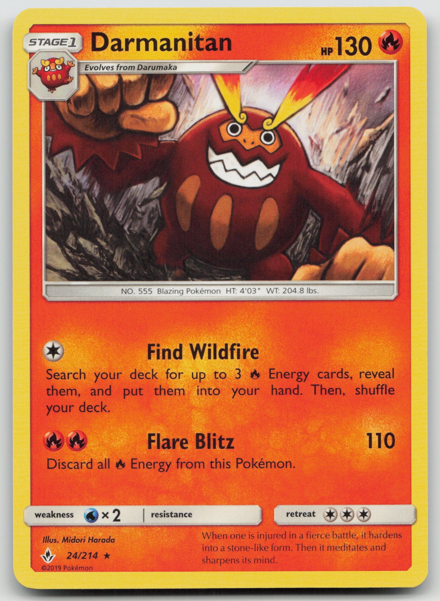 Darmanitan Rare Normal SM10 24/214 NM