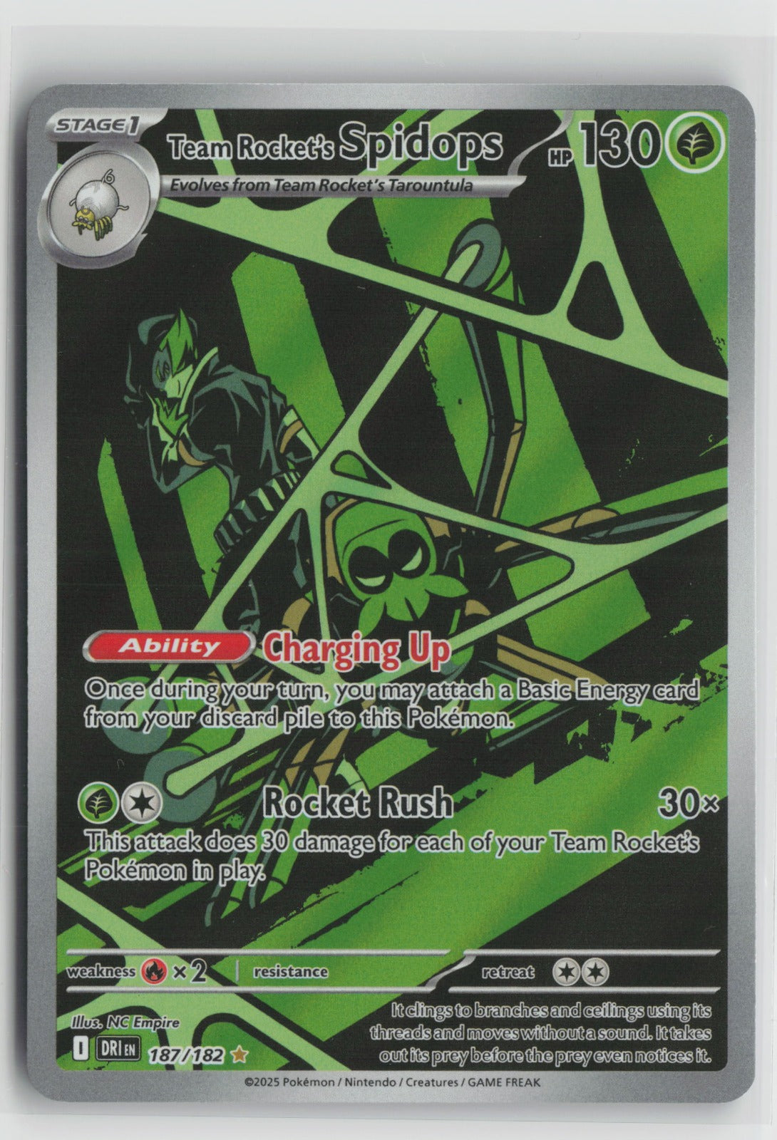 Team Rocket's Spidops Illustration Rare Holo DRI 187/182 NM