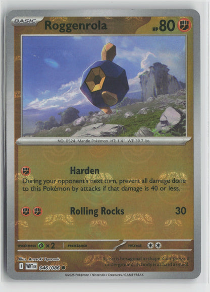 Roggenrola (Master Ball Pattern) Common Holo WHT 046/086 NM