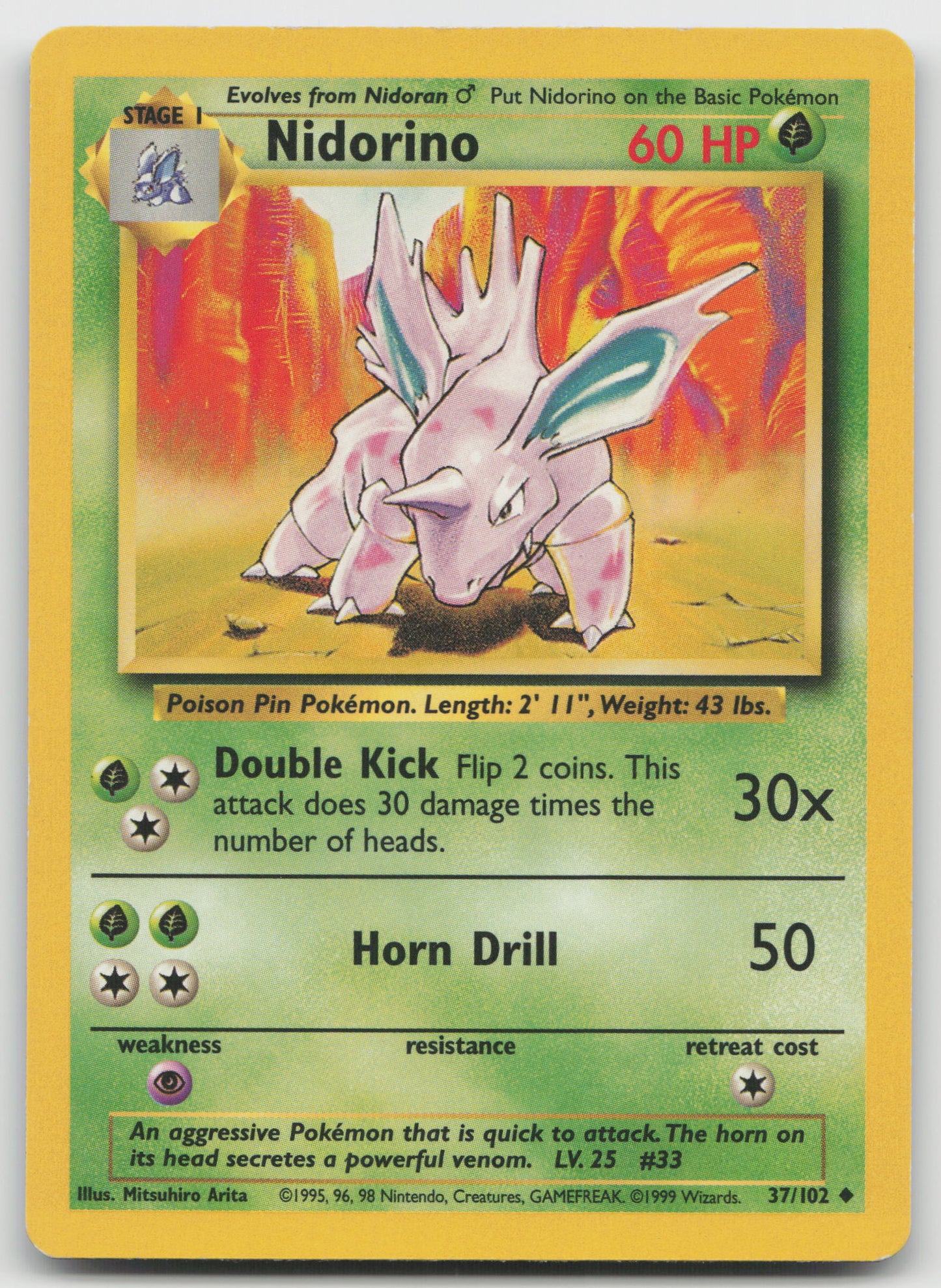 Nidorino Uncommon Normal BS 037/102 LP