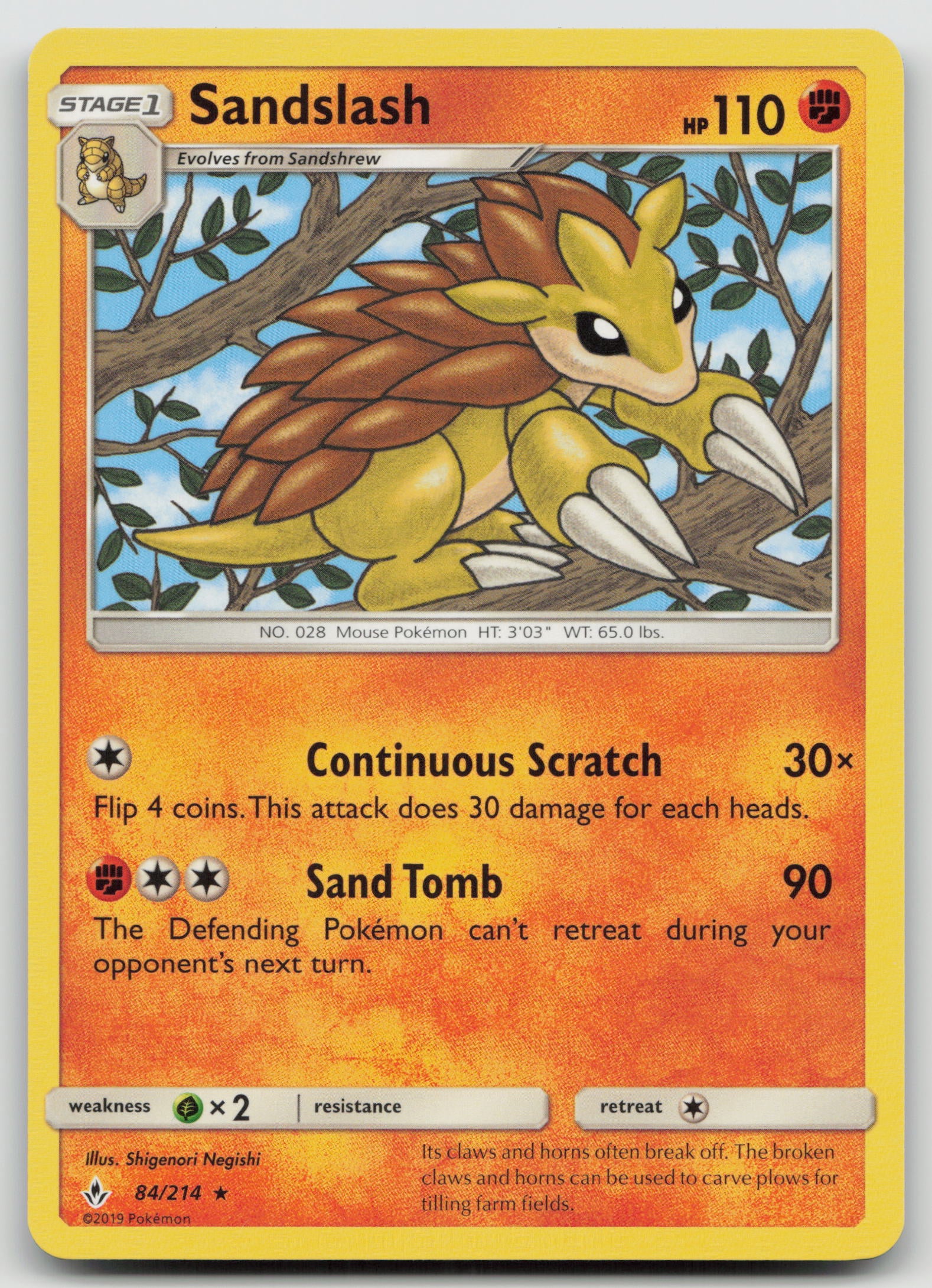 Sandslash Rare Normal SM10 84/214 NM