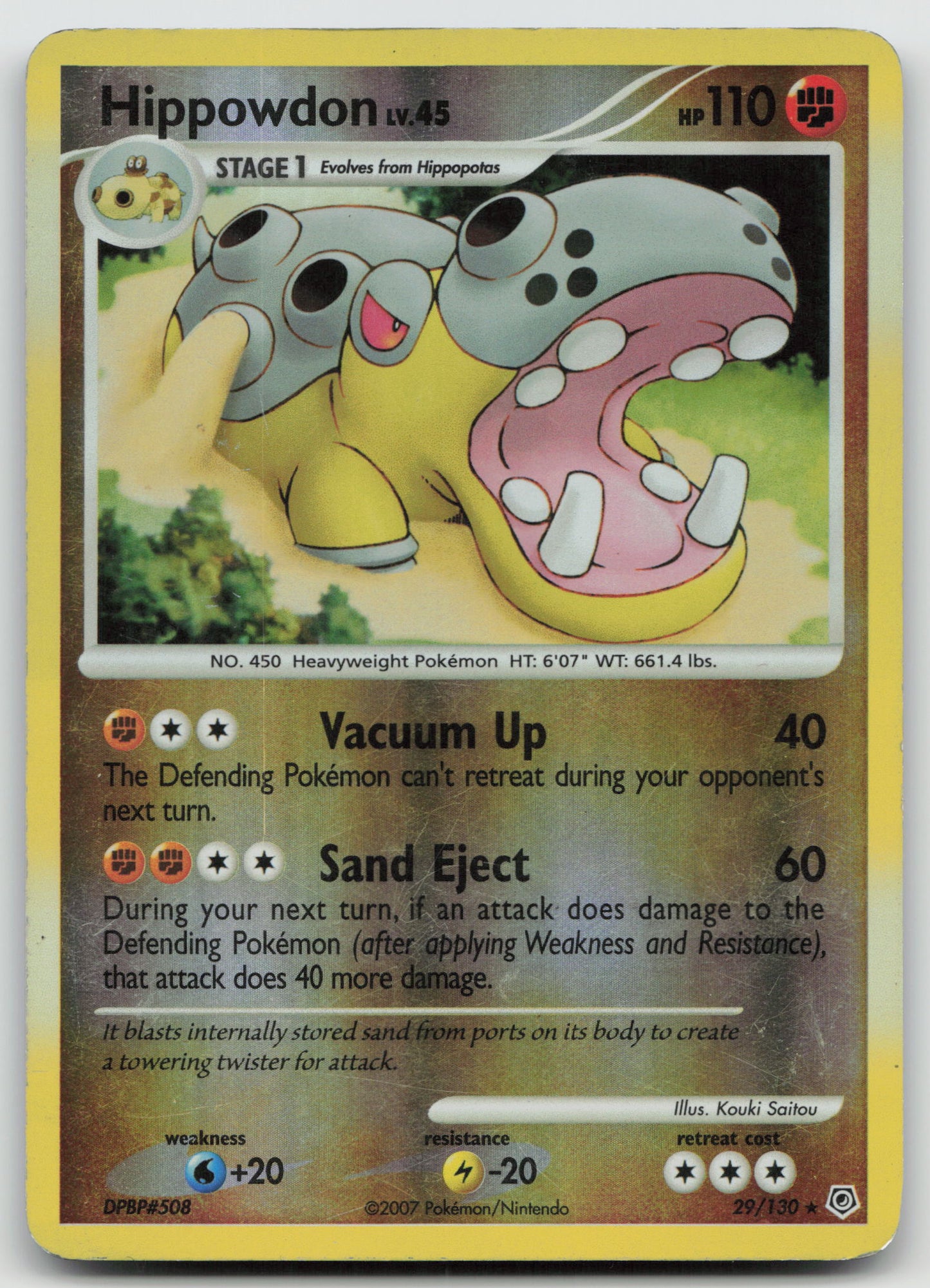 Hippowdon Rare Reverse Holo DP 29/130 HP