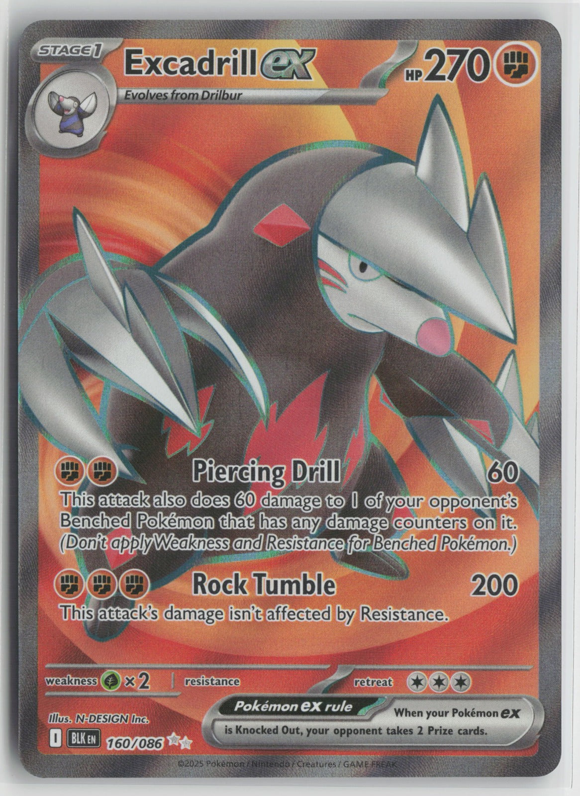 Excadrill ex Ultra Rare Holo BLK 160/086 NM