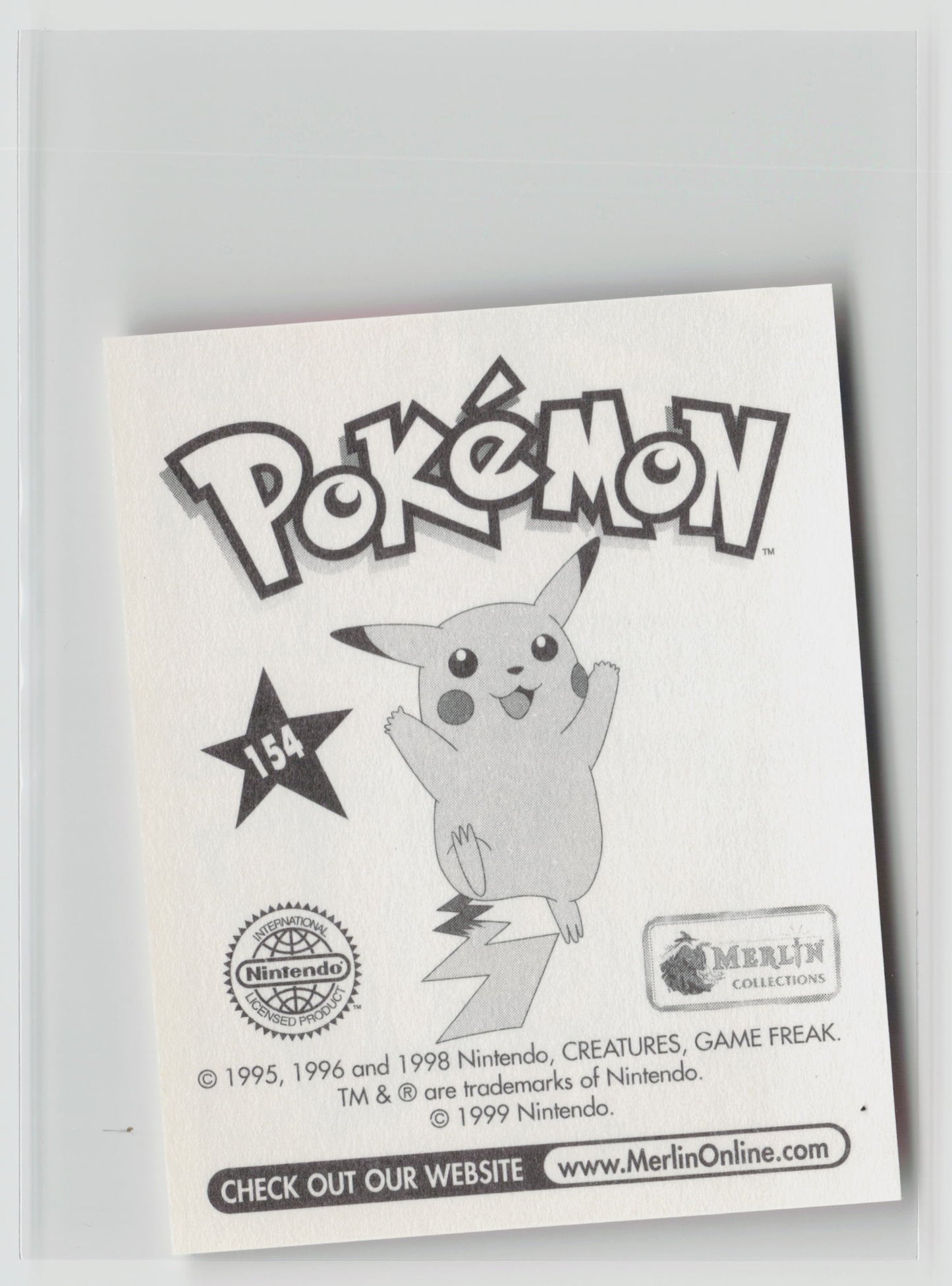 Ash & Pikachu - Merlin Topps Sticker 1999 #154 NM (Back)