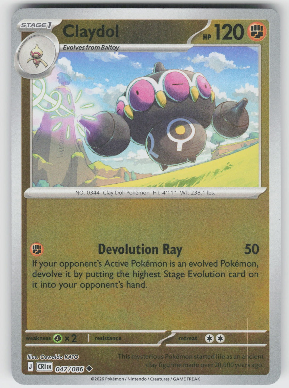 Claydol Uncommon Reverse Holo CRI 047/086 NM
