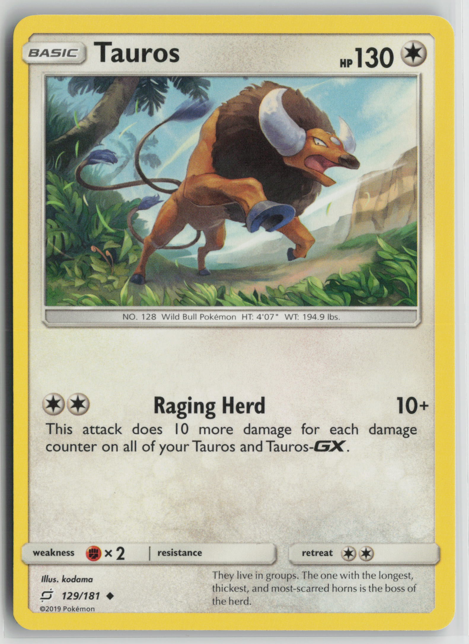 Tauros Uncommon SM - Team Up 129/181 NM