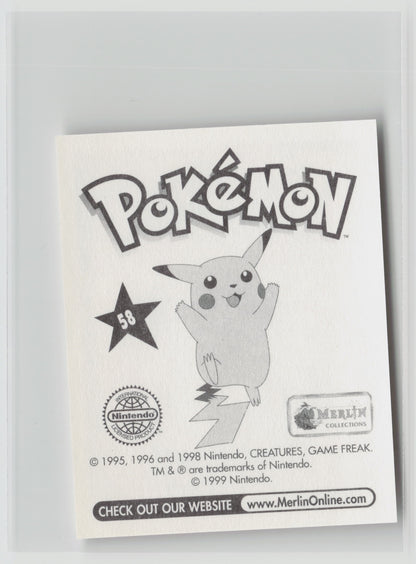 Growlithe - Merlin Topps Sticker 1999 #58 NM (Back)