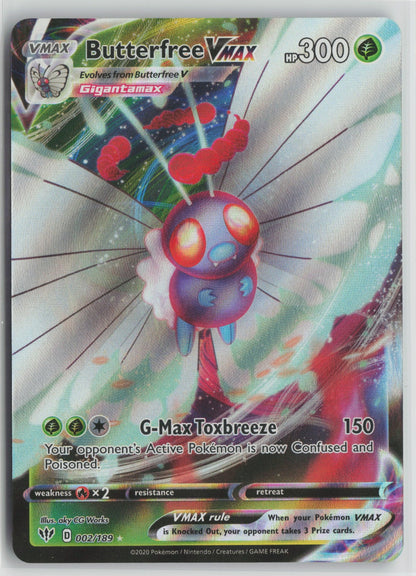 Butterfree VMAX Ultra Rare Holo SWSH03 002/189 NM