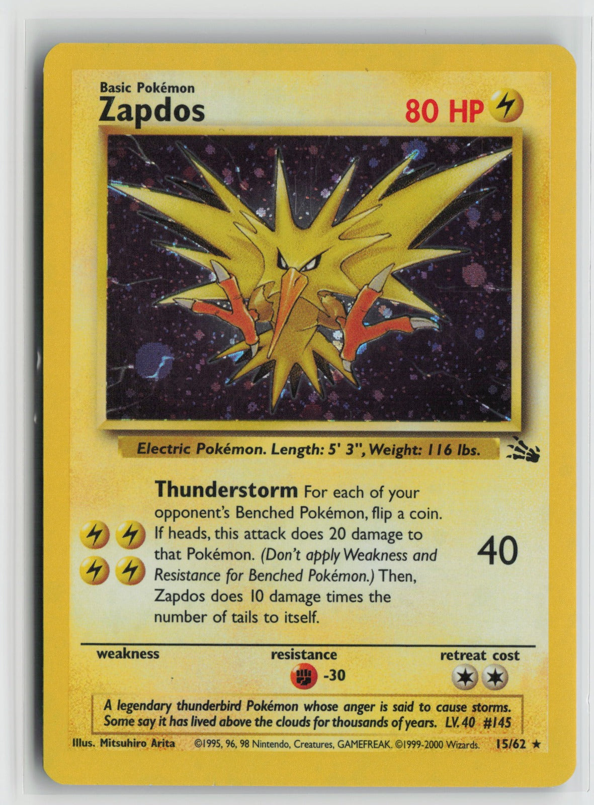 Zapdos (15) Holo Rare Unlimited FO 15/62 MP