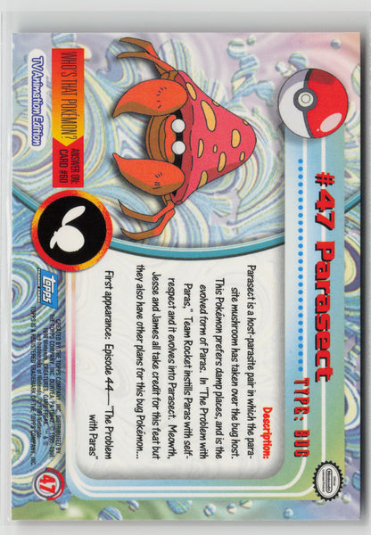 Parasect #47 Topps TV Animation Series 1999 Non-Holo NM (Back)