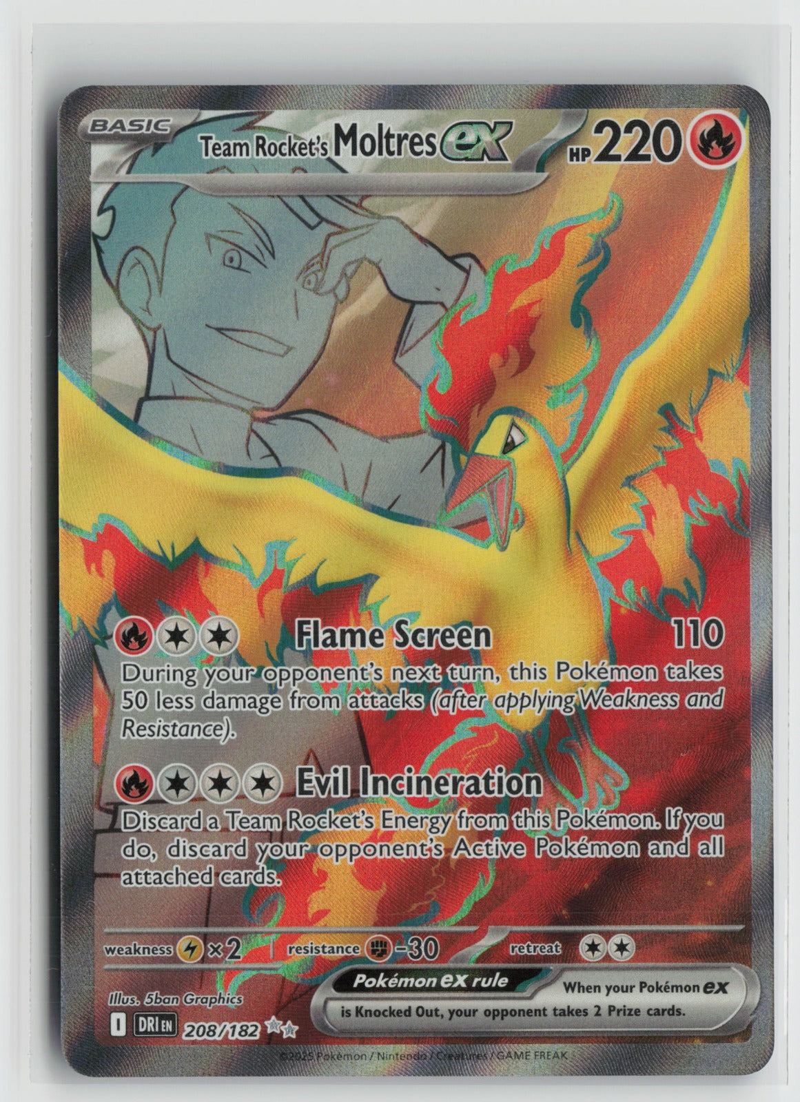 Team Rocket's Moltres ex Ultra Rare Holo DRI 208/182 NM