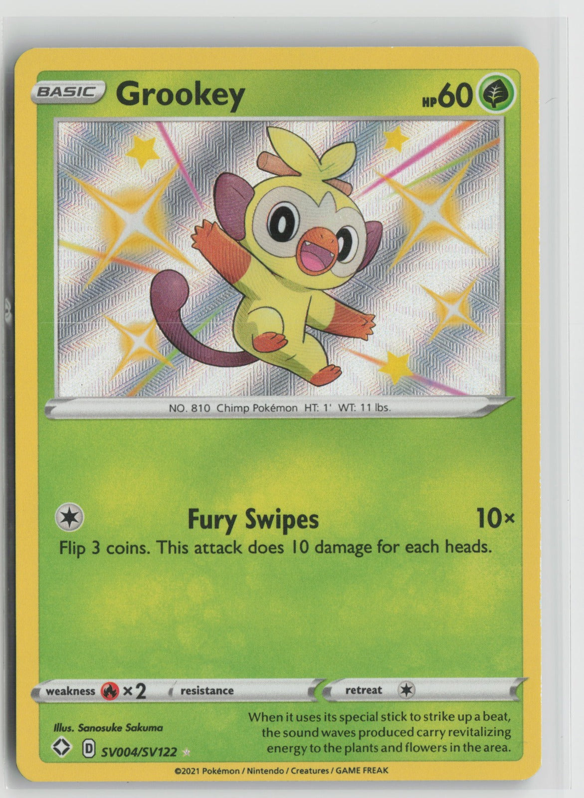 Grookey Shiny Holo Rare SHFSV SV004/SV122 NM