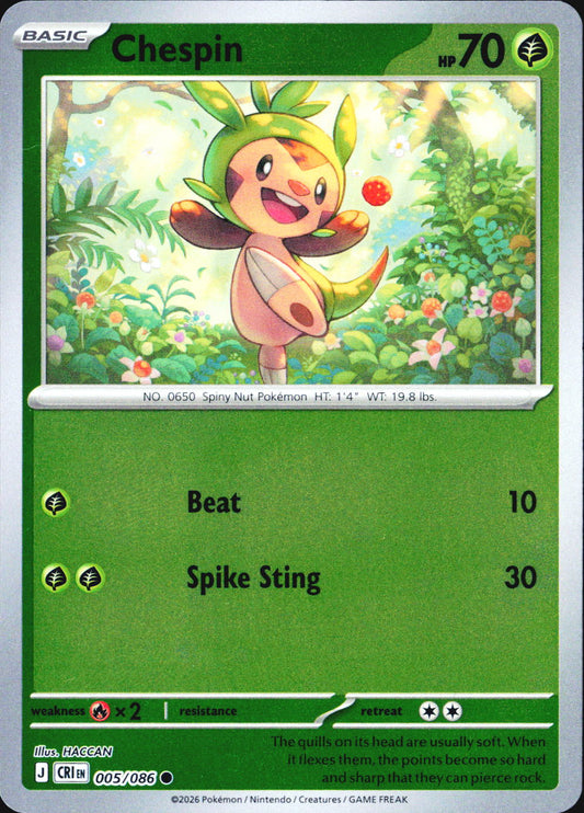 Chespin Common Reverse Holo CRI 005/086 NM