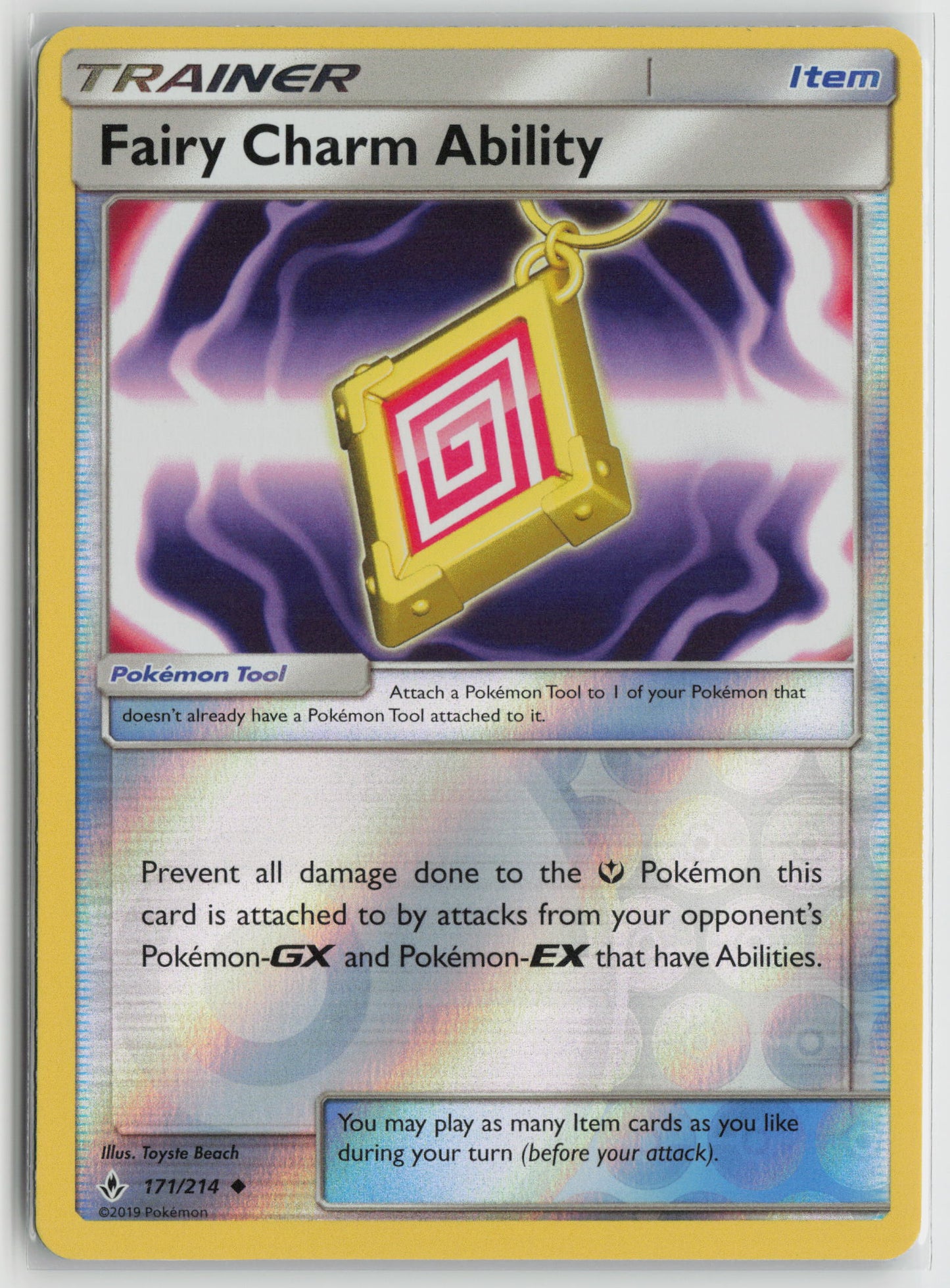 Fairy Charm Ability Uncommon Reverse Holo SM10 171/214 NM