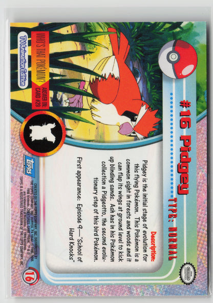 Pidgey #16 Topps TV Animation Series 1999 Non-Holo NM (Back)