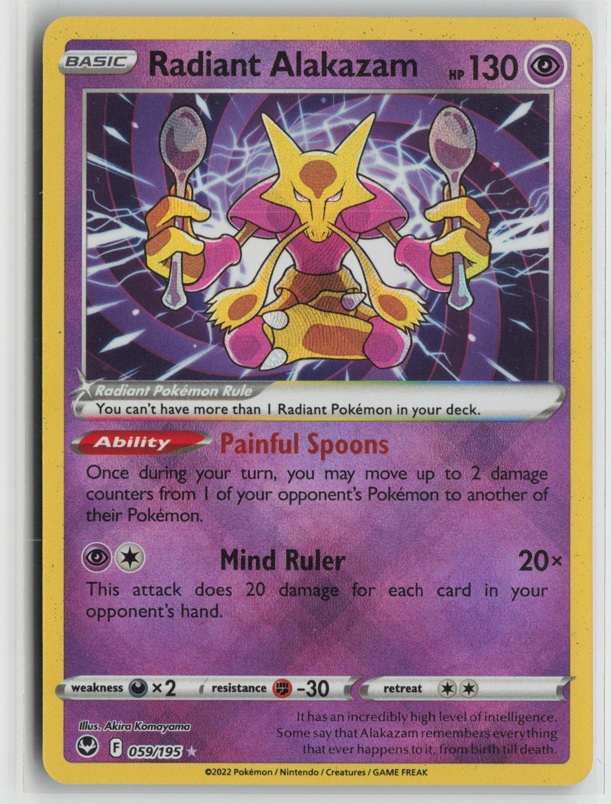 Radiant Alakazam Radiant Rare Holo SWSH12 059/195 NM